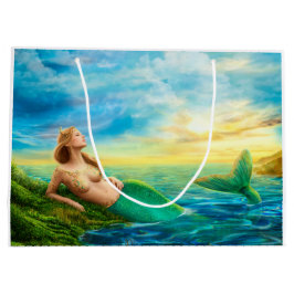 Mooie prinses- fantasiezeemeermin bij zonsondergan groot cadeauzakje