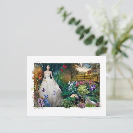 Mooie prinses in een betoverende tuin briefkaart (Staand voorkant)