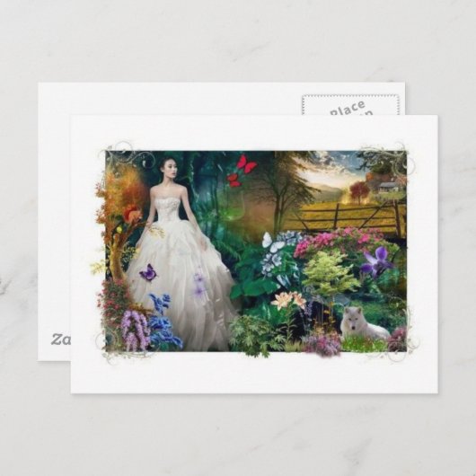 Mooie prinses in een betoverende tuin briefkaart (Voorkant / Achterkant)