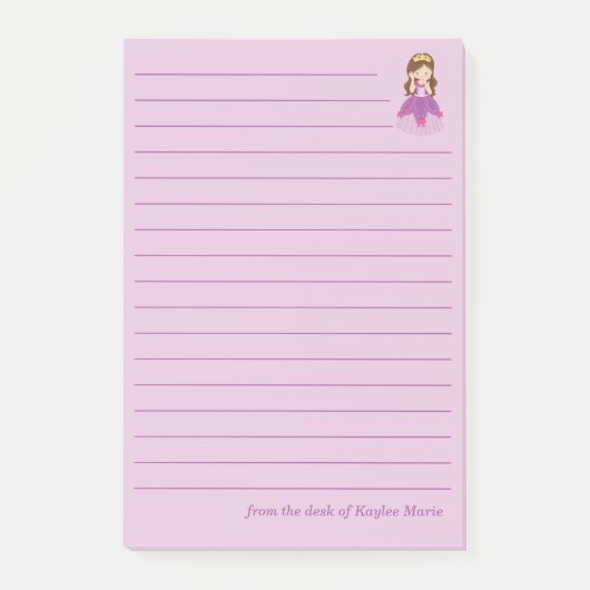 Mooie Prinses Meisje Roze Gelinieerd Post-it® Notes (Voorkant)