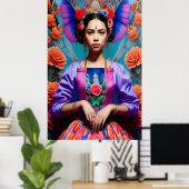 Mooie prinses met bloemen poster (Thuiskantoor)
