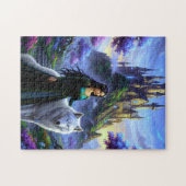 Mooie prinses met majestueuze wolf legpuzzel (Horizontaal)