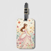 Mooie prinses met vlinders bagagelabel (Voorkant (verticaal))