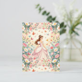 Mooie prinses met vlinders briefkaart (Staand voorkant)