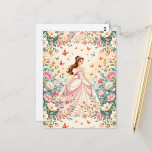 Mooie prinses met vlinders briefkaart