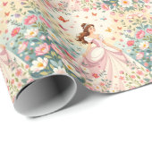Mooie prinses met vlinders cadeaupapier (Rol Hoek)