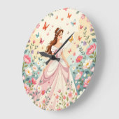Mooie prinses met vlinders grote klok (Hoek)