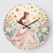 Mooie prinses met vlinders grote klok (Voorkant)