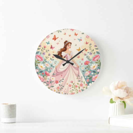 Mooie prinses met vlinders grote klok (Huis)
