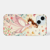 Mooie prinses met vlinders iPhone 15 case (Achterkant horizontaal)