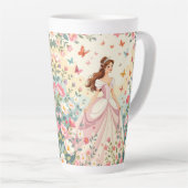Mooie prinses met vlinders latte mok (Rechterhoek)