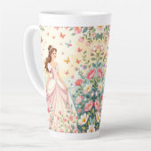 Mooie prinses met vlinders latte mok (Linkerhoek)