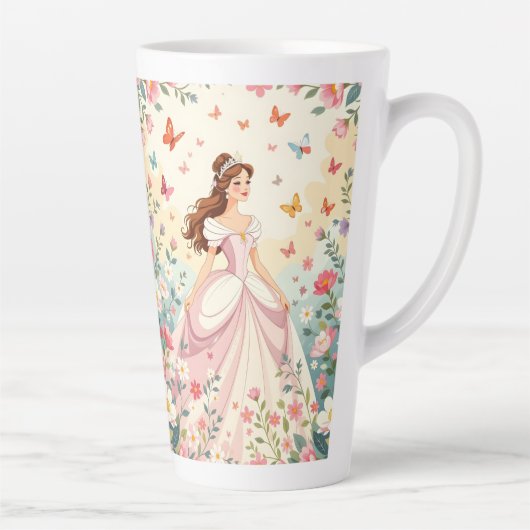 Mooie prinses met vlinders latte mok (Rechts)