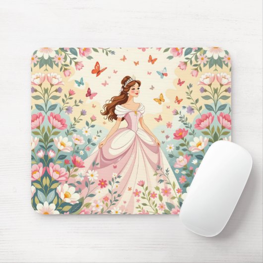 Mooie prinses met vlinders muismat (Met muis)