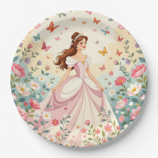Mooie prinses met vlinders papieren bordje