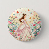 Mooie prinses met vlinders ronde button 5,7 cm (Voorkant)