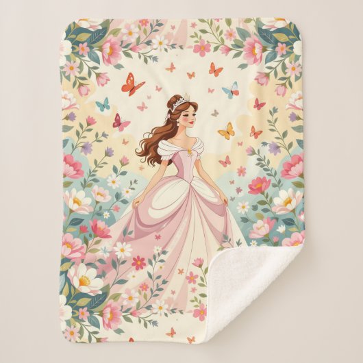Mooie prinses met vlinders sherpa deken (Voorkant)