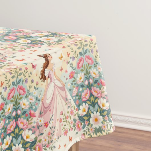Mooie prinses met vlinders tafelkleed (Voorbeeld)