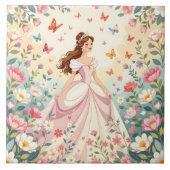 Mooie prinses met vlinders tegeltje (Voorkant)