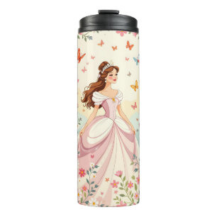 Mooie prinses met vlinders thermosbeker