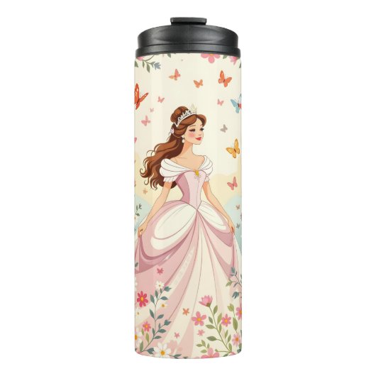 Mooie prinses met vlinders thermosbeker (Voorkant)