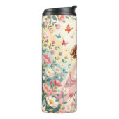 Mooie prinses met vlinders thermosbeker (Gedraaid links)
