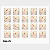 Mooie prinses met vlinders vierkante sticker (Vel)