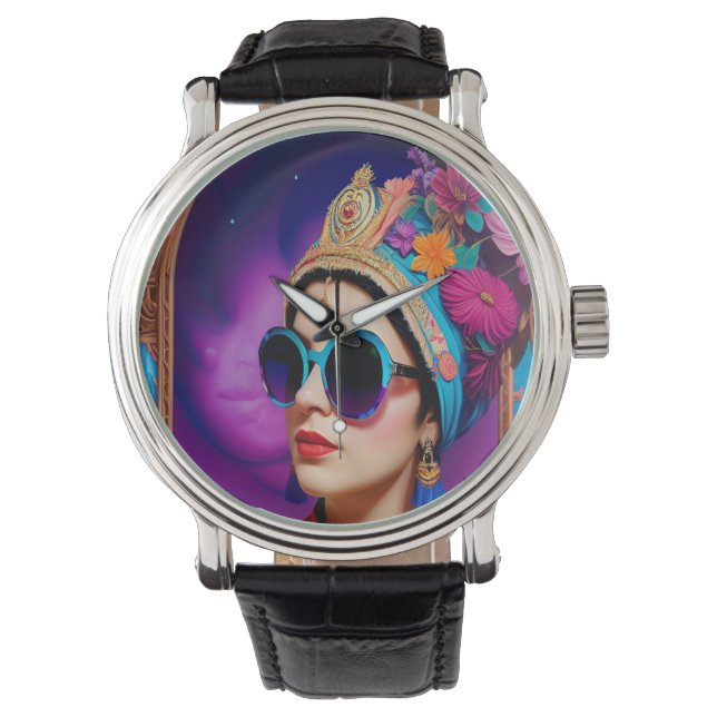 Mooie prinses met zonnebril horloge (Voorkant)