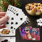 Mooie prinses met zonnebril pokerkaarten (Insitu)