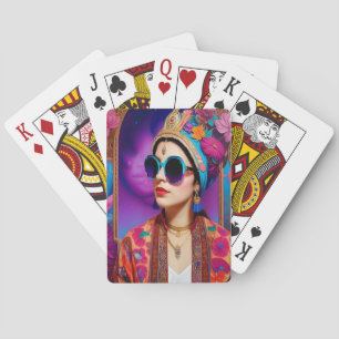 Mooie prinses met zonnebril pokerkaarten