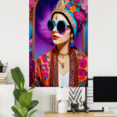 Mooie prinses met zonnebrillen poster (Thuiskantoor)