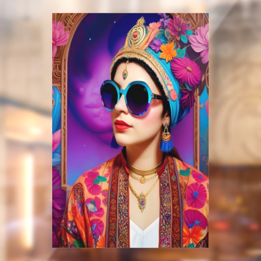 Mooie prinses met zonnebrillen raamsticker (Vel 2)