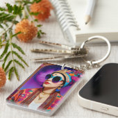 Mooie prinses met zonnebrillen sleutelhanger (Voorkant Rechts)
