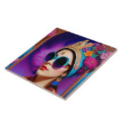 Mooie prinses met zonnebrillen tegeltje (Zijkant)