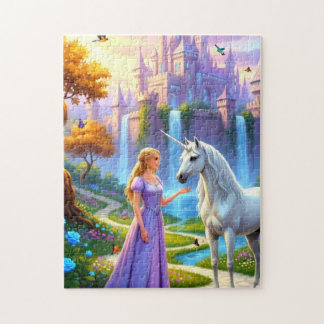 Mooie prinses ontmoet eenhoorn legpuzzel