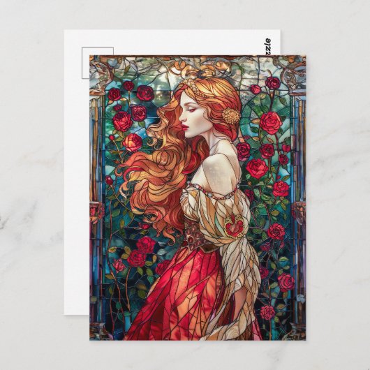 Mooie prinses tussen de Rozen Briefkaart (Voorkant / Achterkant)