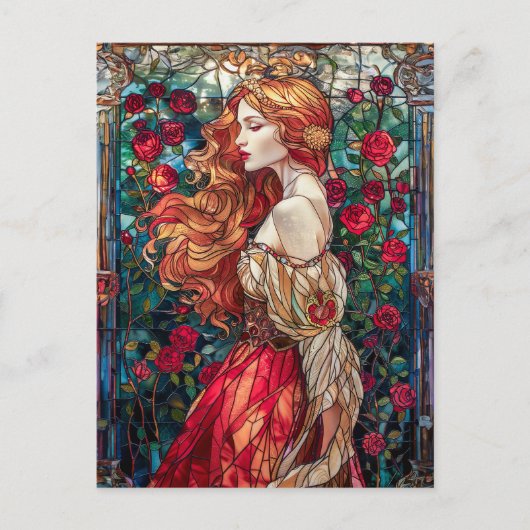 Mooie prinses tussen de Rozen Briefkaart (Voorkant)