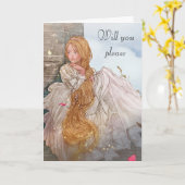 Mooie prinses wil je mijn bruidsmeisje zijn kaart (Gele Bloem)