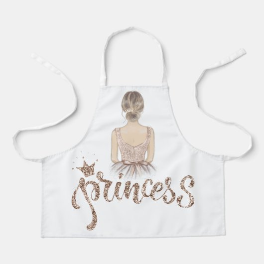 Mooie prinsesillustratie met Glitter Schort (Voorkant)
