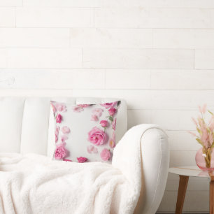 Mooie print met delicate roze bloemen rozen kussen