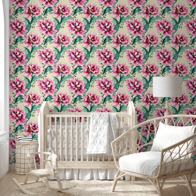 Mooie professionele aquarel schilderij bloemen behang (Kinderen)