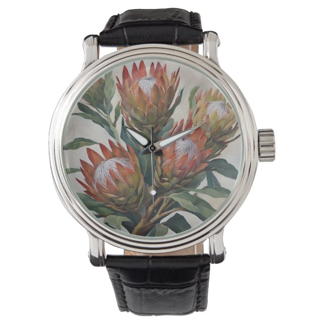Mooie Protea Bloemen uit Zuid-Afrika Horloge (Voorkant)