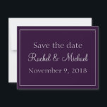 Mooie Pruim en Zilver Save the Date<br><div class="desc">Het tonen van een pruimenachtergrond met een zilveren lettertype,  bewaar de datum van uw bruiloft met deze mooie uitnodigingen. Gebruik eenvoudig te gebruiken sjablonen en personaliseer vandaag nog uw systeem!</div>