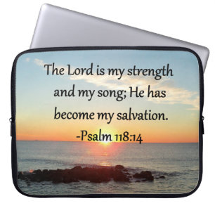 Mooie Psalm 118:14 Zonsopgang Foto Design Laptop Sleeve