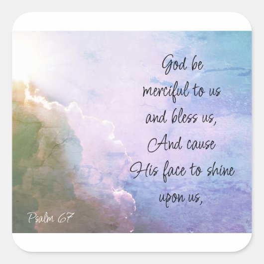 Mooie Psalm 67 Zegen Over Ons Vierkante Sticker (Voorkant)
