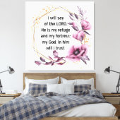 Mooie Psalm 91 Bloemen Canvas Print (Insitu (Slaapkamer))