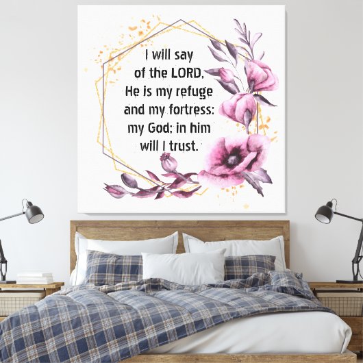 Mooie Psalm 91 Bloemen Canvas Print (Insitu (Slaapkamer))