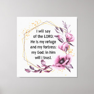 Mooie psalm 91 Floral Canvas afdrukken