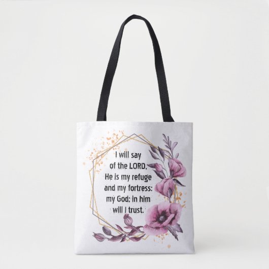 Mooie Psalm 91 Floral Canvas tas (Voorkant)