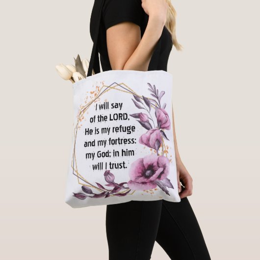 Mooie Psalm 91 Floral Canvas tas (Dichtbij)
